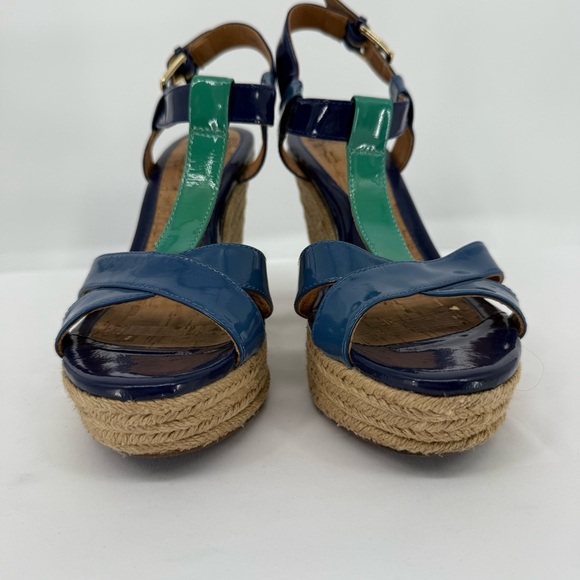 Sofft Womens Pedra T-Strap Wedge Sandals size 9.5M Blue Green Multi‎ Color - Picture 6 of 10